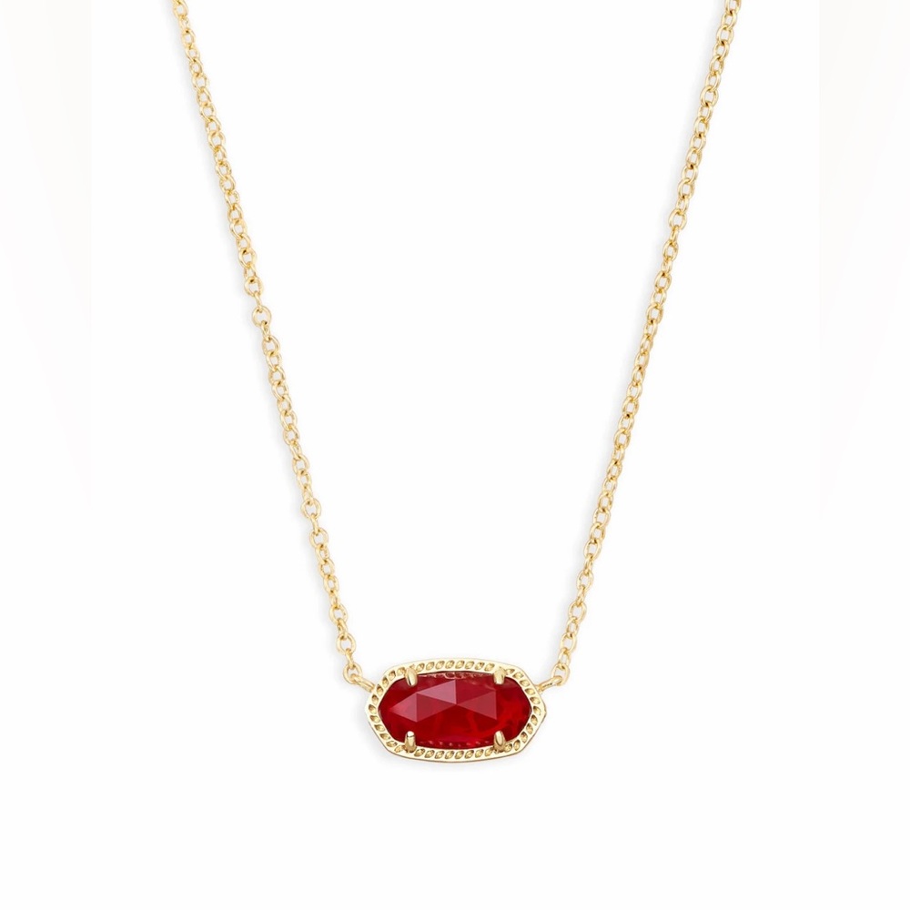 Kendra Scott Elisa Gold Pendant Necklace in Ruby Red
